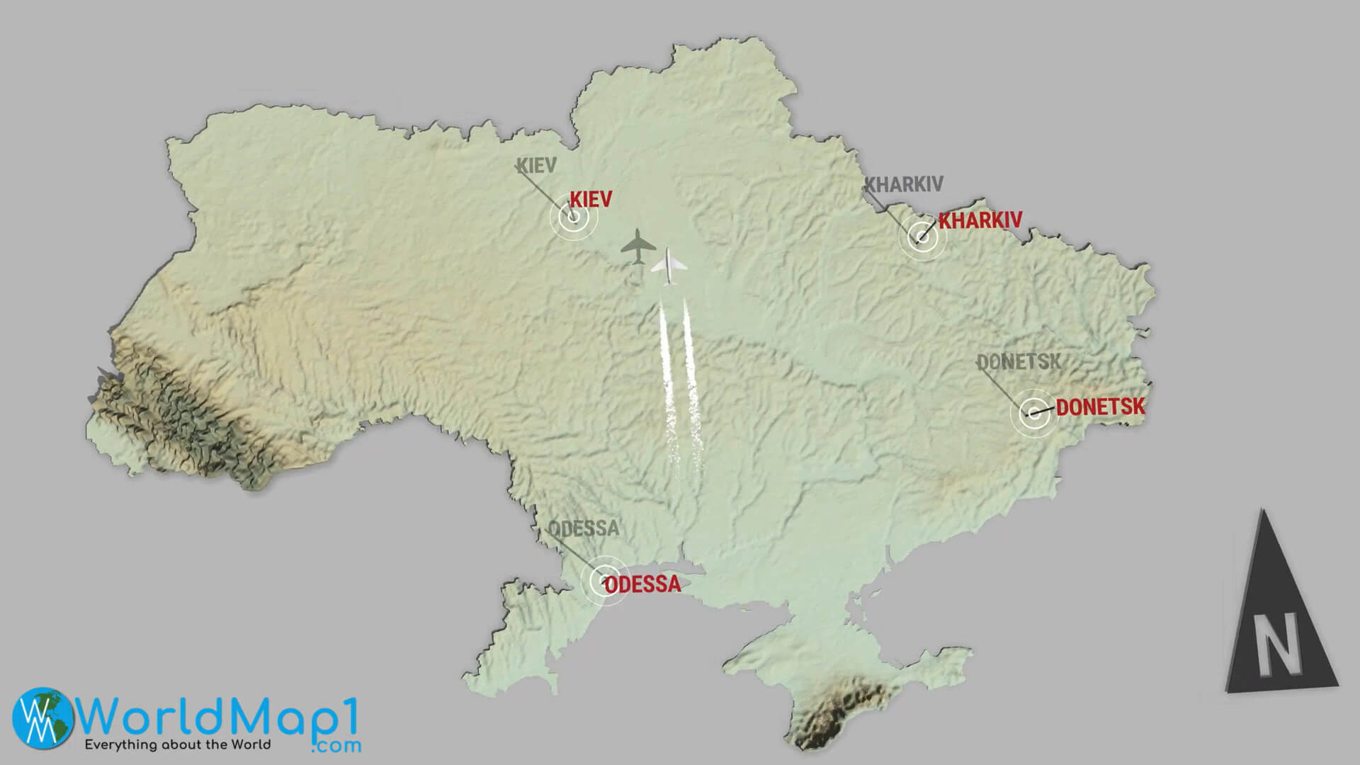 Karte der wichtigsten Städte der Ukraine